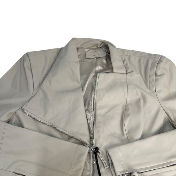 Blank NYC Size XL Faux Leather Vegan Zip Front Moto Jacket Cream Lined Edgy NWT - Picture 8 of 16